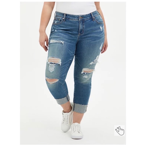 NEW Torrid 22 Crop Boyfriend Straight Vintage Stretch Mid-Rise Jean, Read Info - Picture 10 of 16